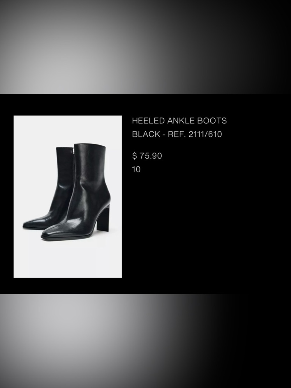 Zara Black Heeled Ankle Boots - Ref 2111/610